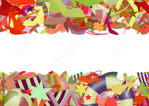Background pattern abstract design texture. Horizontal seamless stripes. Border frame, transparent background. Theme is about sea, flip-flops, repeat, slingback shoes, pumps, everyday, tropical