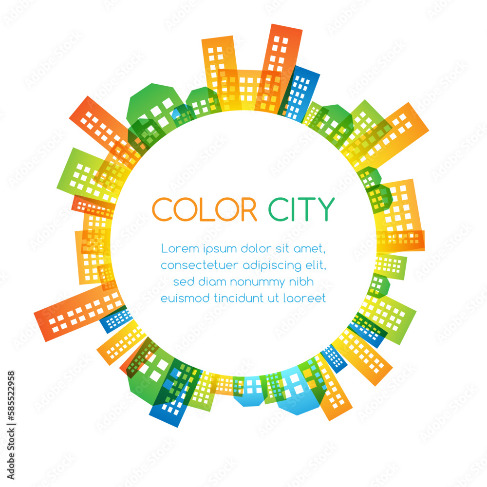Cityscape colorful decorations.