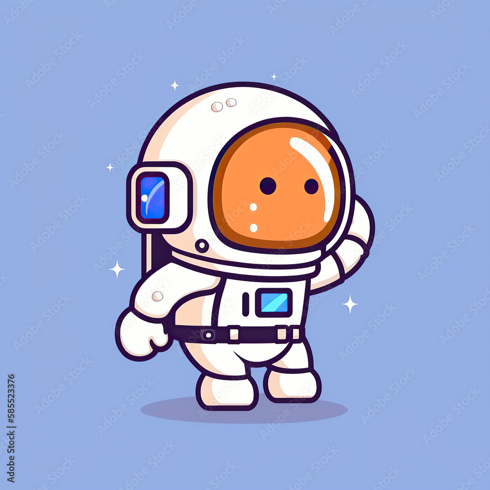 A cute astronaut playing in space, cartoon style, created with generative AI
