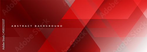 Red abstract background. Modern abstract red wide banner with transparent geometric shapes. Vector illustration