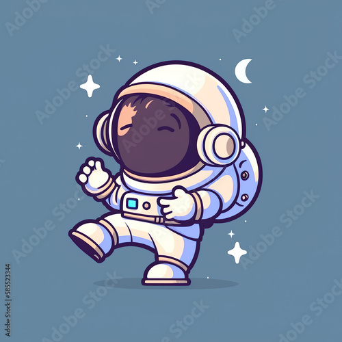 A cute astronaut dancing in space, cartoon style, created with generative AI