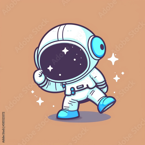A cute astronaut dancing in space, cartoon style, created with generative AI