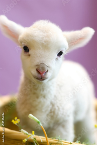 Cute lamb for Easter synonyms: Easter, Easter lamb, Adorable lamb, Fluffy lamb, Easter lamb with bunny ears, Sweet lamb, Cute Easter animal, Baby lamb, Soft and cuddly lamb, Playful lamb © Boris