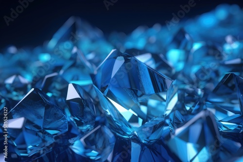  a bunch of blue diamonds that are on a black background with a black background and a black background with a blue diamond in the middle of the image.  generative ai
