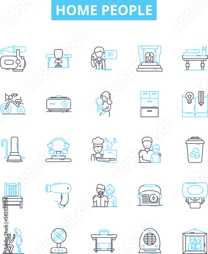 Home people vector line icons set. Homeowners, Dwellers, Residents, Housers, Occupiers, Inhabitants, Occupants illustration outline concept symbols and signs