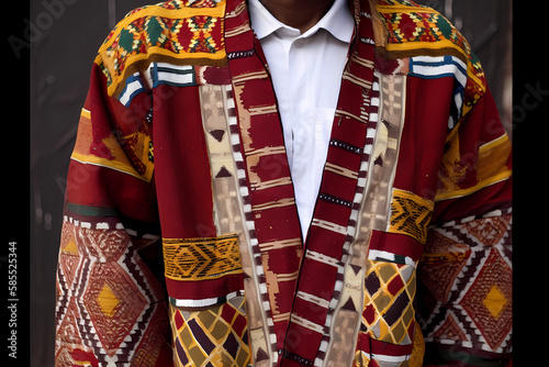 Djibouti Coat - A traditional coat worn in East Africa, particularly in Djibouti, made of wool or camel hair and featuring intricate embroidery and a distinctive collar (Generative AI)