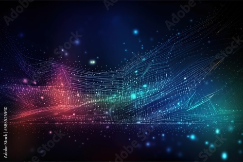  a colorful abstract background with lines and stars on a dark background. generative ai