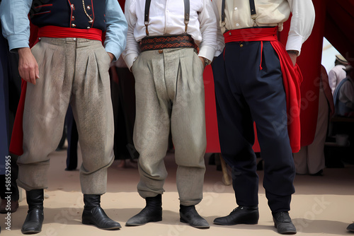 Zouave Pants - Baggy trousers with decorative trimmings originated in the mid-19th century as part of the military uniform of French Zouave infantry regiments (Generative AI)