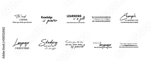 Collection of inspirational quotes in stickers. Success, growing concept. Bundle of decoration for daily planner, journal, scrapbook.