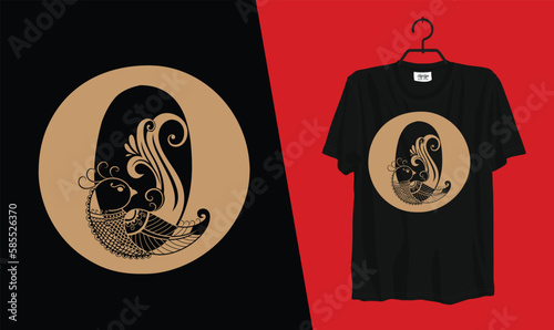 Vector Alphabet floral O - tshirt design