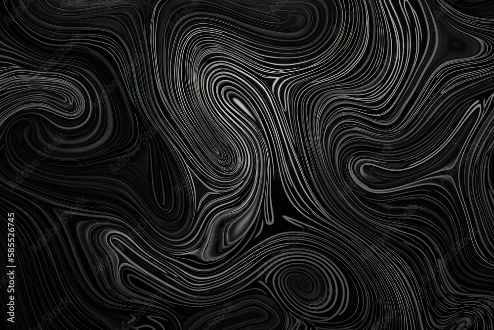  a black and white abstract background with wavy lines and curves.  generative ai