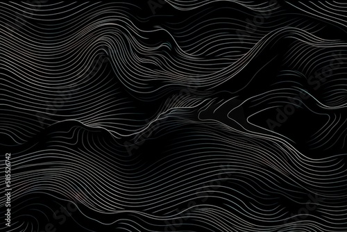  a black background with wavy lines and a black background with wavy lines. generative ai