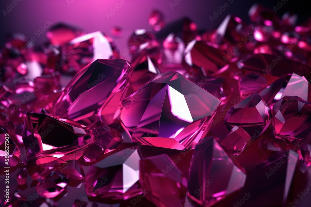 a bunch of pink diamonds that are all over the place in the picture and in the background is a purple background with a black border. generative ai a bunch of pink diamonds that are all over the place in the picture and in the background is a purple background with a black border. generative ai