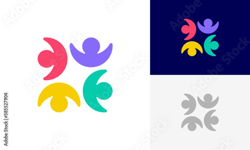 Community people  social community  human family  colorful community logo abstract design vector