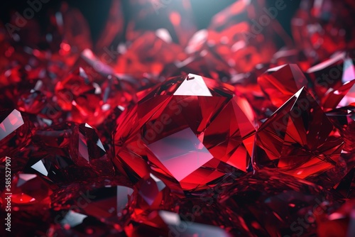  a bunch of red diamonds that are all over the place with a bright light in the middle of the picture and the top of the picture. generative ai