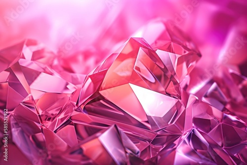  a bunch of shiny pink diamonds on a pink and pink background with a light reflection on the top of the image and the bottom of the image.  generative ai © Nadia