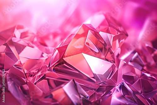  a bunch of shiny pink diamonds on a pink and pink background with a light reflection on the top of the image and the bottom of the image. generative ai