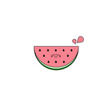 happy slice of watermelon with a smile on a transparent background