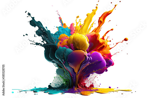 Splash of colored paints on white background. Illustrations AI generator