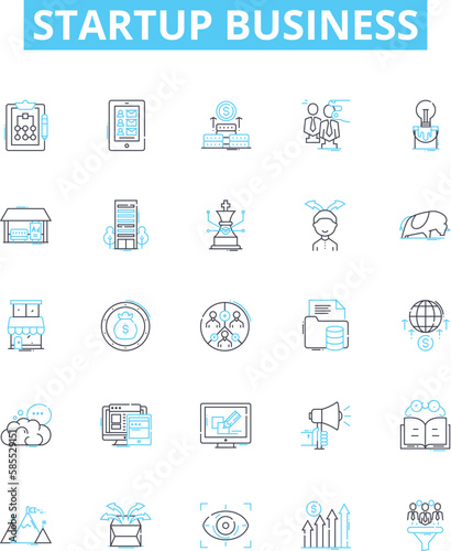 Startup business vector line icons set. Venture, Launch, Incubate, Fund, Innovate, Entrepreneur, Invest illustration outline concept symbols and signs © Nina