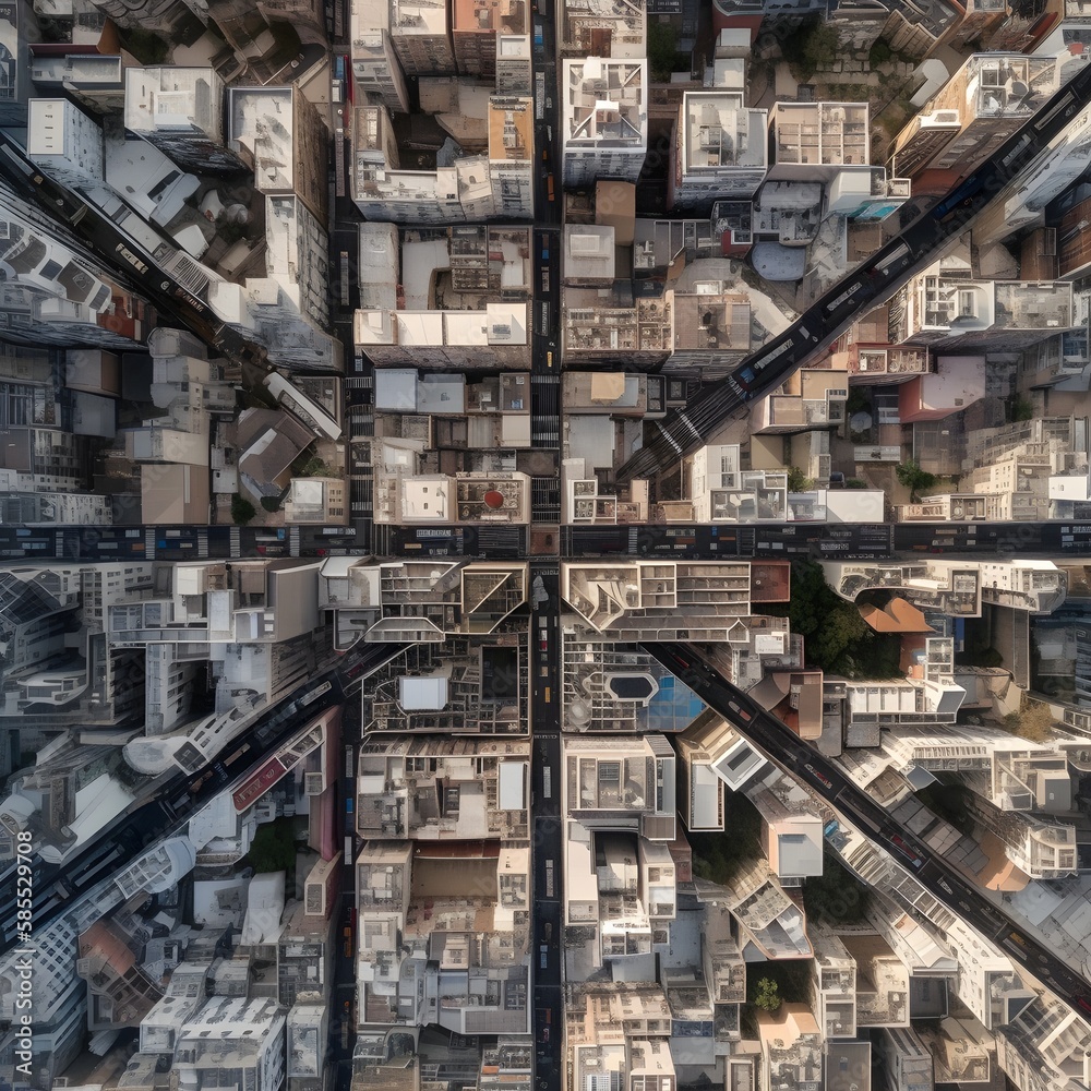 aerial view of city maze