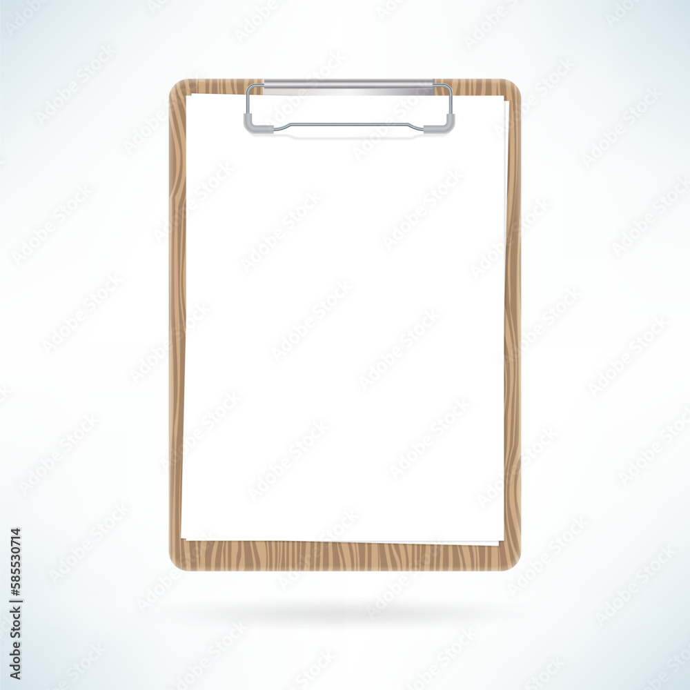 Clipboard with paper sheets in realistic style. Vector illustrat Clipboard with paper sheets in realistic style. Vector illustrat