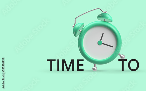 Realistic table clock . 3D alarm clock. Classic timer. Vector illustration