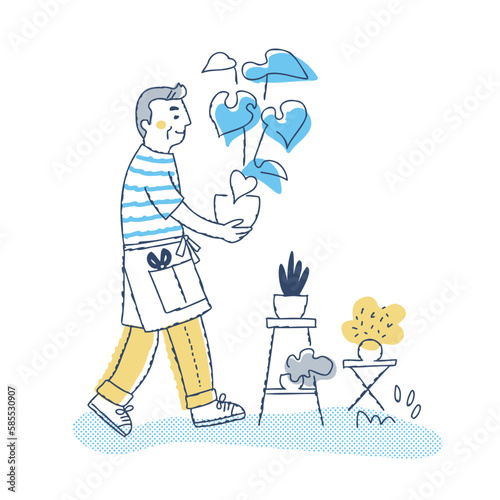 ガーデニングを楽しんでいるシニア男性