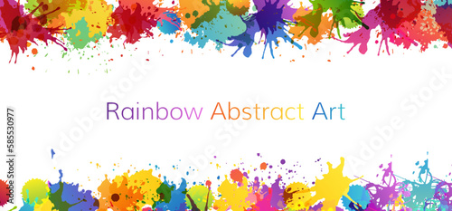 Rainbow abstract creative banner from paint splashes.