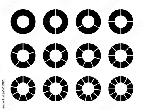 Segment diagrams collection. Vector circular infographics.