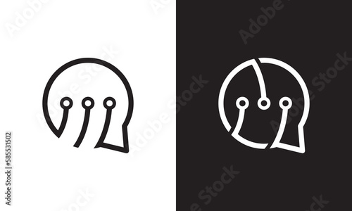 tech talk logo. online chat logo communication concept symbol icon design.