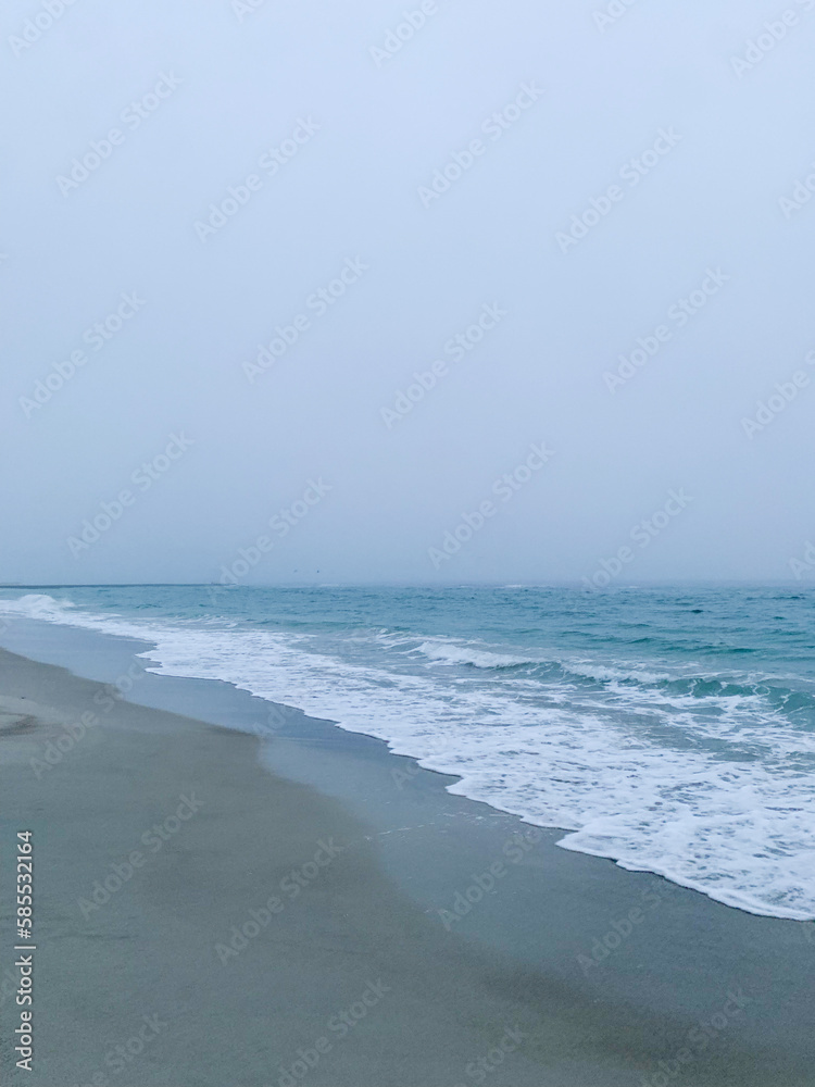 The coast of the Black Sea in rainy weather
