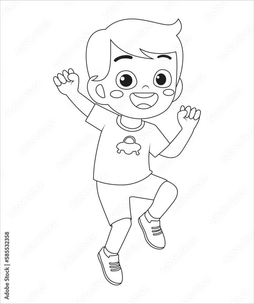 funny boys emotion coloring page for kids