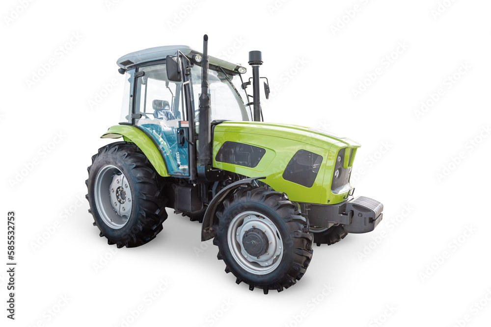 Modern wheeled tractor isolated on white background