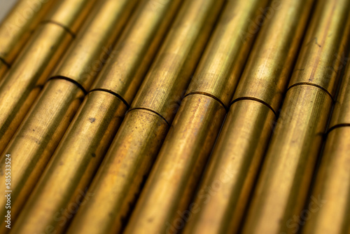 brass pipes, metallic background or texture