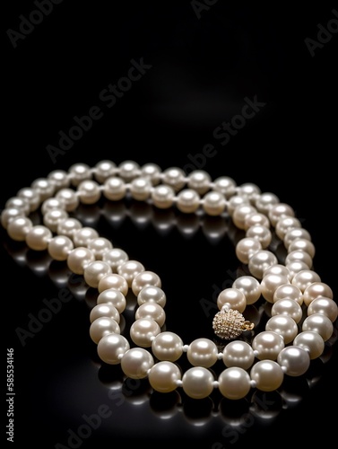 Luxury peals necklace isolated on black