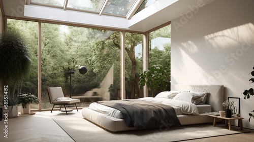Modern bedroom with sky light