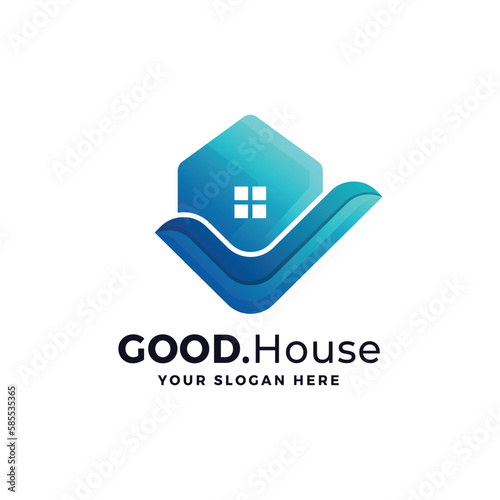 Check Home Logo Gradient Vector Icon Illustration