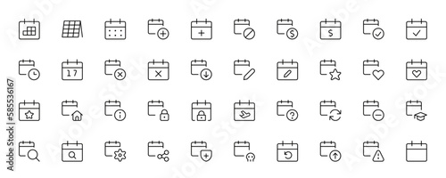 Calendar Date icon. Today, tomorrow, previous. Mark the date, holiday, important day. Planner diary. Add, share, and correct calendar. Pixel Perfect Vector Thin Line Icons. Simple Minimal Pictogram