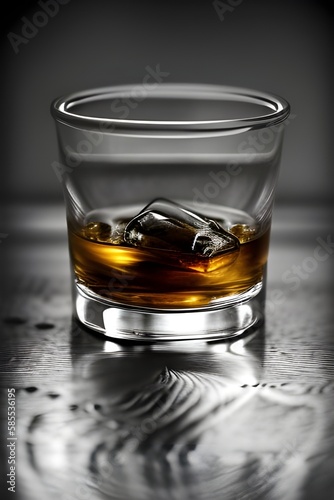 Whiskey im Glas auf Eis, KI generiert, generiert mit KI