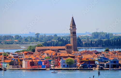 View of the rainbow Island of Burano in Venice photo taken from Torcello Island belltower