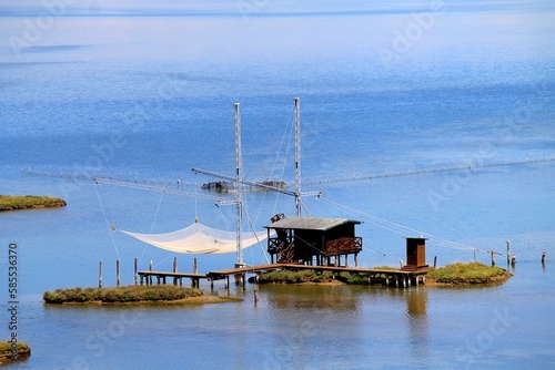 Traditional fishing hut on small island in the Venetian Lagoon between Torcello and Burano Islands