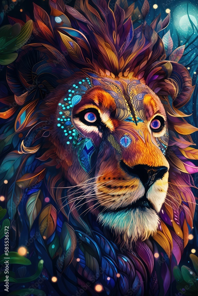 portrait of a lion abstract, generative AI