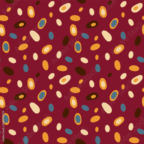 Vintage pattern of uneven ovals a red background. Seamless vector image for textiles, wrapping, wallpaper.