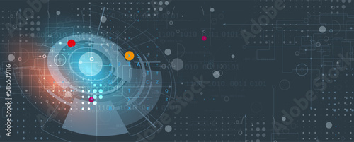 Quantum processing. Deep learning artificial intelligence. Future new technology  for business or science presentation