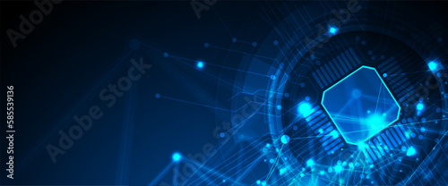 Quantum processing. Deep learning artificial intelligence. Future new technology  for business or science presentation
