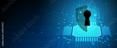 Quantum processing. Deep learning artificial intelligence. Future new technology  for business or science presentation