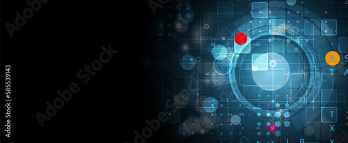 Quantum processing. Deep learning artificial intelligence. Future new technology  for business or science presentation