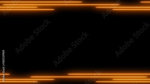 orange laser effect. glowing neon frame background with empty space area. repetitive motion neon line animation. Bright neon light effect isolated on black. 4K graphic animation video