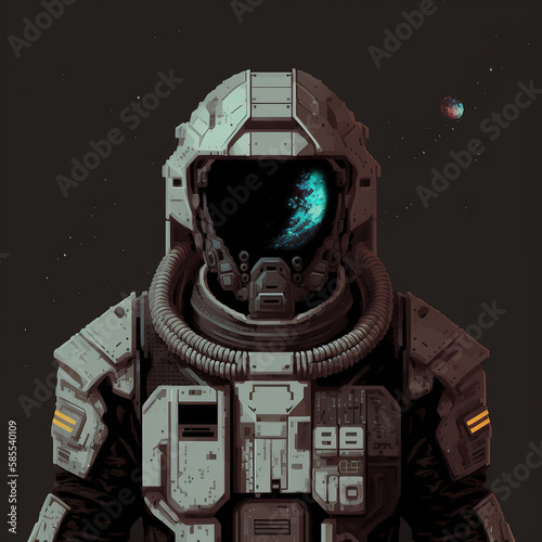 Pixel art character space astronaut portrait 